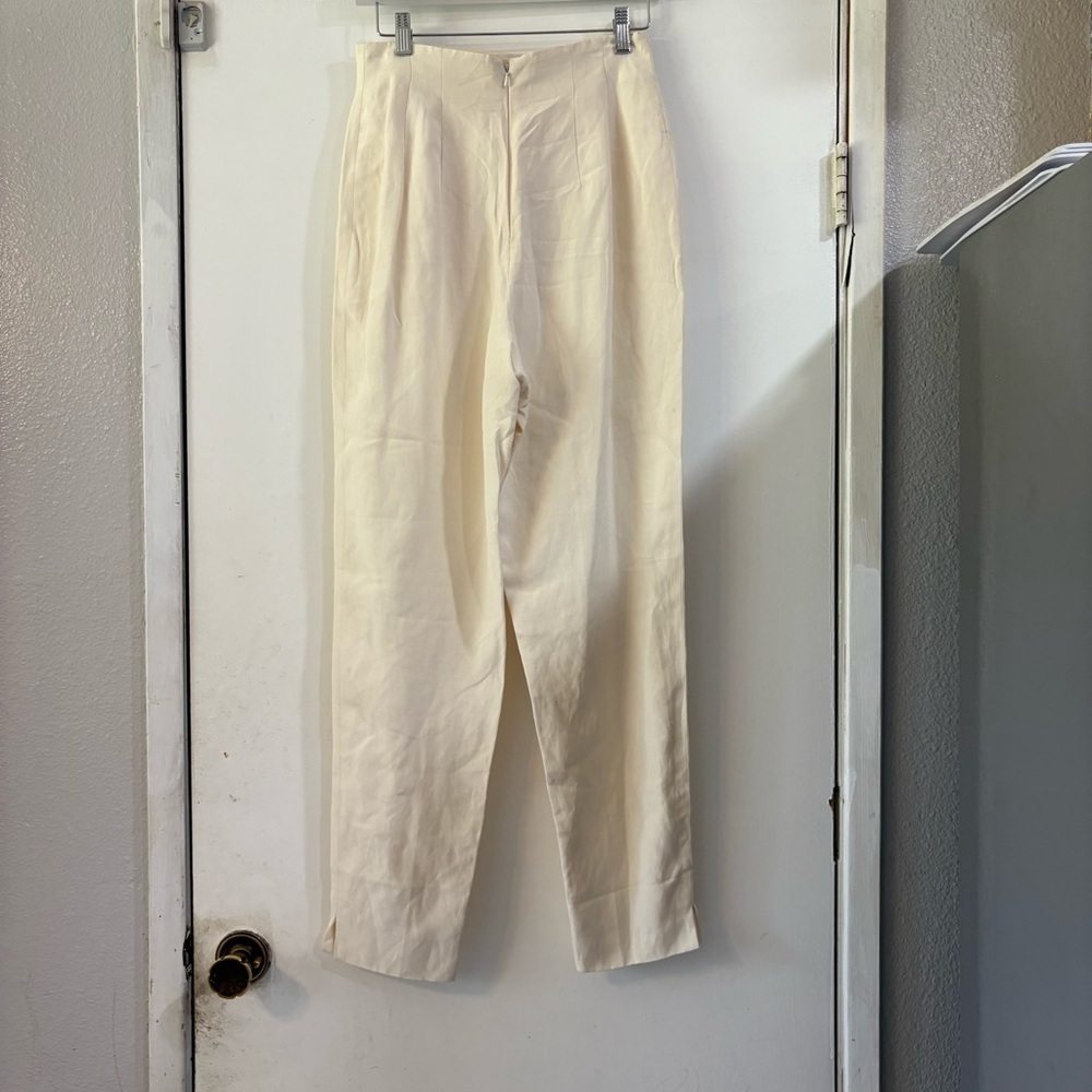 Vintage Designer Trousers Pants Linen Silk Badgley Mischka Cream Dead Stock 6 - Picture 4 of 14